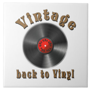 Vintage Zurück zum Vinyl Schallplatten Kunst Fliese