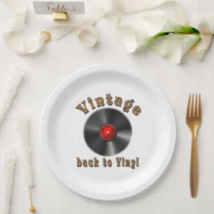 Vintage Zurück zum Vinyl Schallplatten Kunst Pappteller