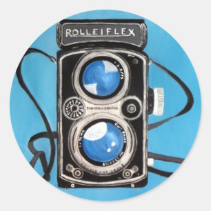 Vintage Zwei-Lens-Kamera Runder Aufkleber