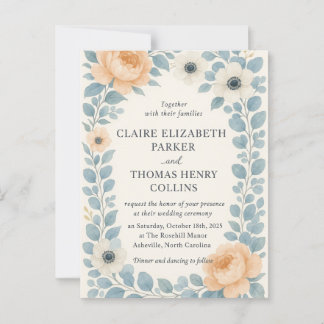 Vintage zweiseitige Einladung zur Hochzeit mit Blu Postkarte