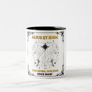 Vintage-Zwillings-Tierkreis-Tarotkartenposter Zweifarbige Tasse