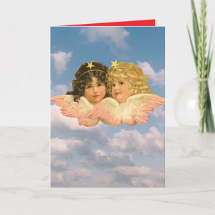 Vintage ZwillingsANGELN IM HIMMEL Karte