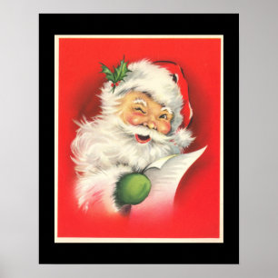 Vintage zwinkernd lustiger Weihnachtsmann - Poster