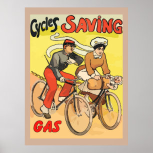 Vintage Zyklen Rettend Gas Poster
