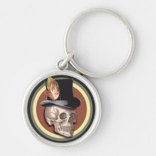 Vintage-Zylinderhut-Totenkopfs-Schlüsselanhänger Schlüsselanhänger