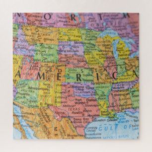 Vintagefarbige USA-Karten-Puzzle-Illustration