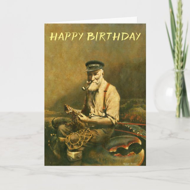 Vintageg Funny Fisherman carte d'anniversaire (Devant)