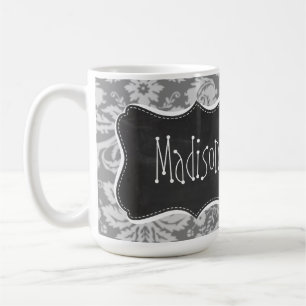 Vintagegrauer Damast; Tafel-Look Kaffeetasse