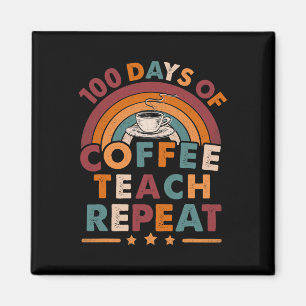 Vintagen 100 Schultage für Teacher Kaffee Liebe Magnet