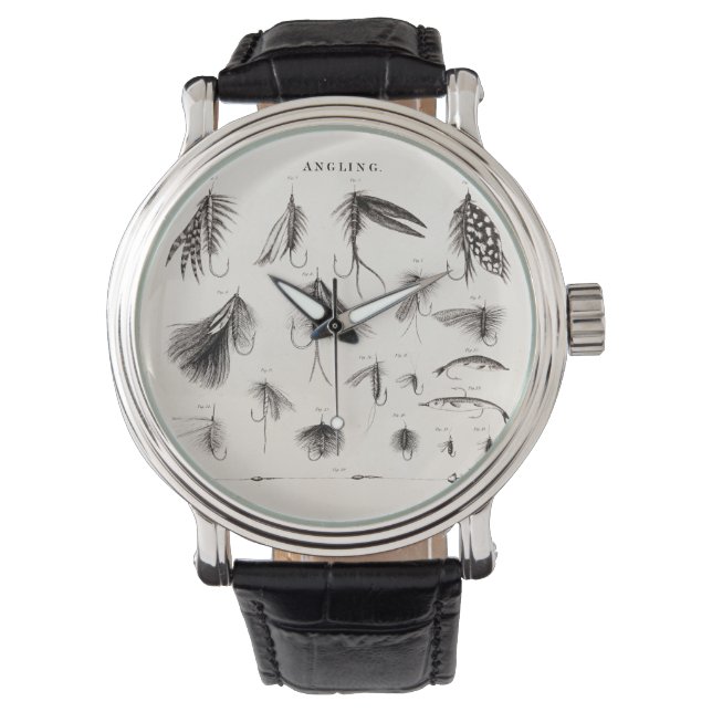 Vintagen 1800er Jahre Angelfliegen alte Haken Armbanduhr (Vorderseite)