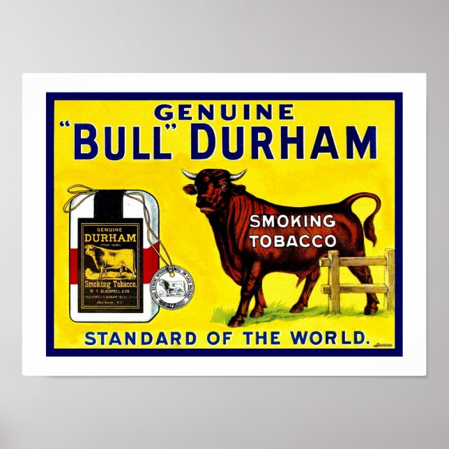 Vintagen 1890er Jahre Bull Durham Tabak und Poster (Vorne)