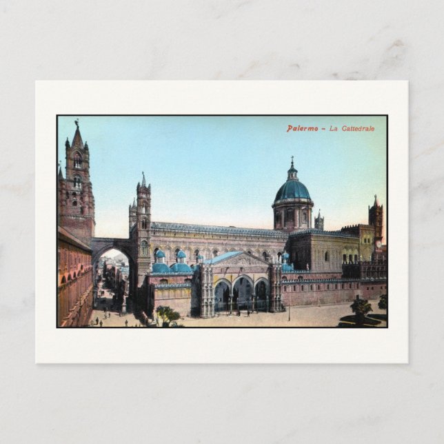 Vintagen 1890er Palermo Sizilien Kathedrale Postkarte (Vorderseite)