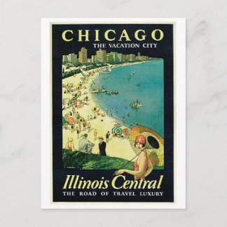 Vintagen 1920er Jahre Chicago Beach-Anzeige Postkarte