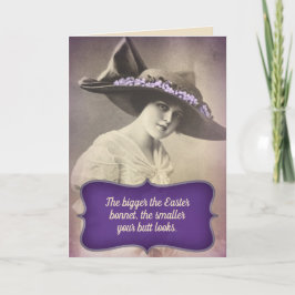 Vintagen 1920er-Jahre-Frau mit großem Osterbonnet Karte