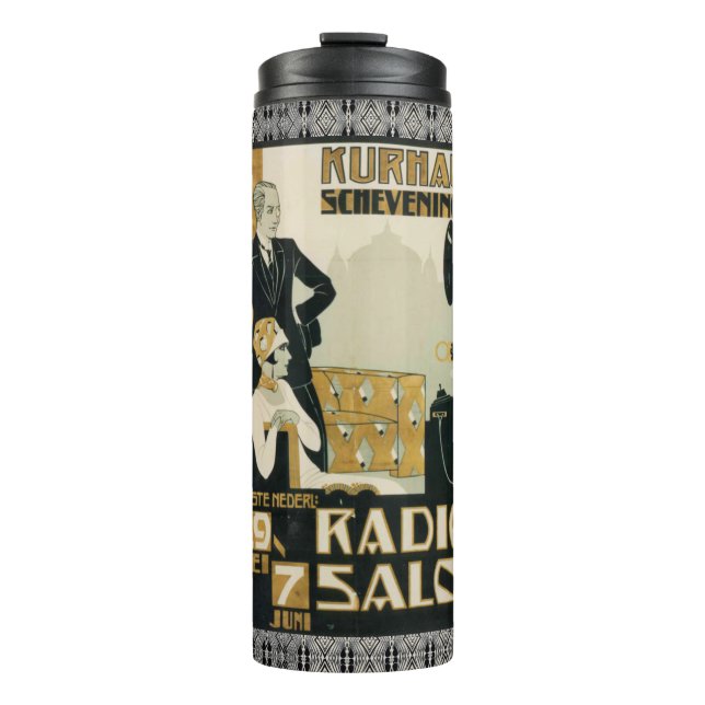 Vintagen 1920er Jahre Niederländischer Radiosalon Thermosbecher (Vorderseite)
