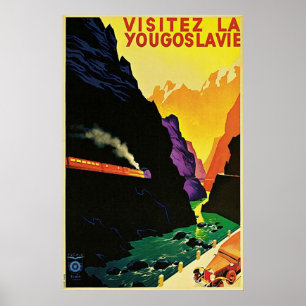 Vintagen 1930er Jahre Besuch Jugoslawiens Kunst fü Poster