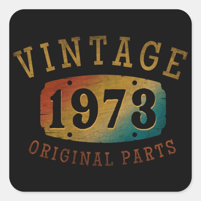 VINTAGEN 1973 URSPRÜNGLICHE TEILE QUADRATISCHER AUFKLEBER (Vorderseite)