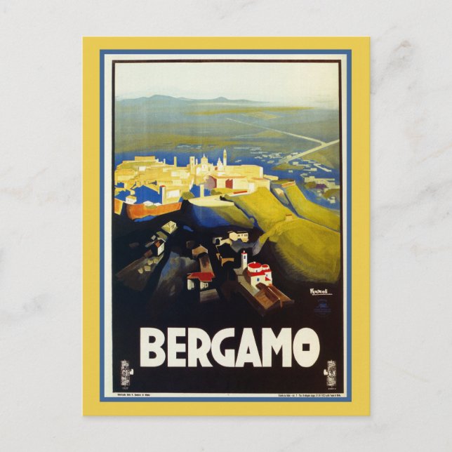 Vintagen 20er Jahre Bergamo Italien Postkarte (Vorderseite)