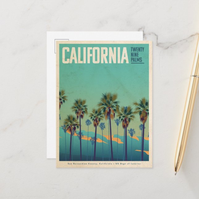 Vintagen 29 Palmen Reise Postkarte (Vorderseite/Rückseite Beispiel)