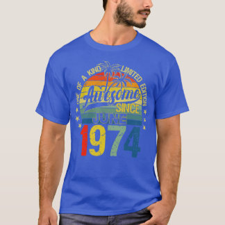 Vintagen 48 Jahre alt Juni 1974 Dekorationen 48. T-Shirt