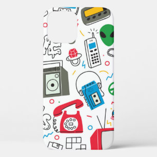 Vintagen 80er Jahre doodle mit Boom Box, Fernsehen Case-Mate iPhone Hülle