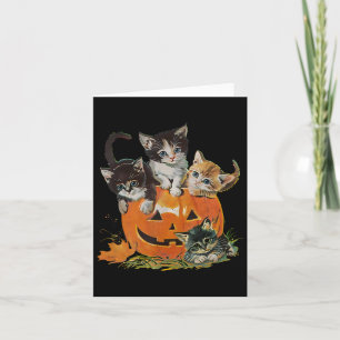 Vintagen 90er Cat Pumpkin Halloween Retro Floral S Karte