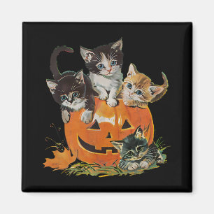 Vintagen 90er Cat Pumpkin Halloween Retro Floral S Magnet