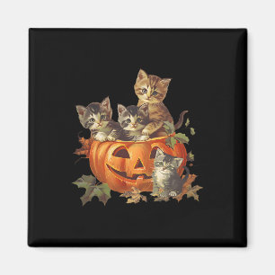 Vintagen 90er Cat Retro Pumpkin Kätzchen Halloween Magnet