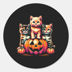 Vintagen 90er Katzen Kätzchen Kürbis Halloween Spo Runder Aufkleber