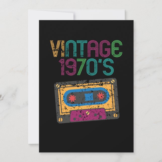 Vintagen Cassette-Retro der 70er Jahre Einladung (Vorderseite)