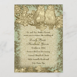 Vintagen Damask Mr. und Owl Wedding Einladung
