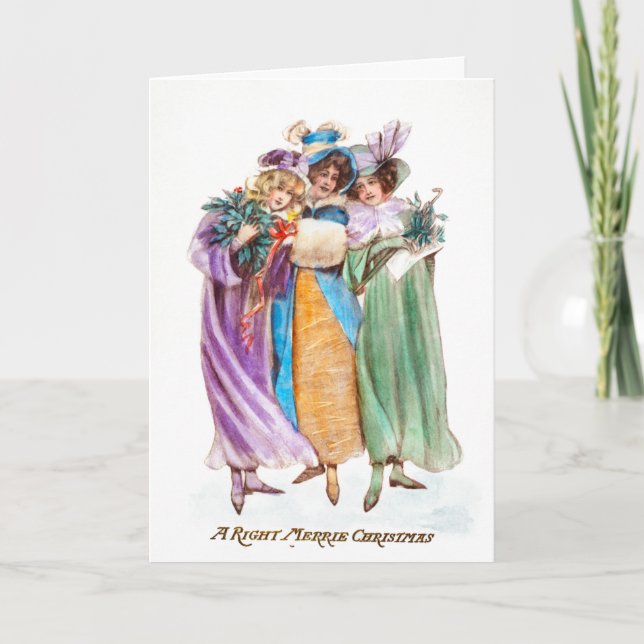 Vintagen drei Damen Weihnachten Karte (Vorderseite)