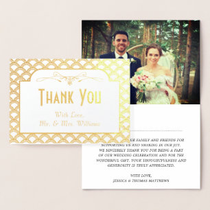 Vintagen Gatsby Foto Wedding Danke Folienkarte