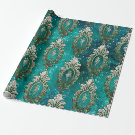 Vintagen Gerahmten Seepferd auf hellgrün Geschenkpapier