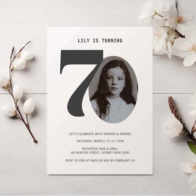 Vintagen Karierten 70. Geburtstag Foto Einladung (Von Creator hochgeladen)