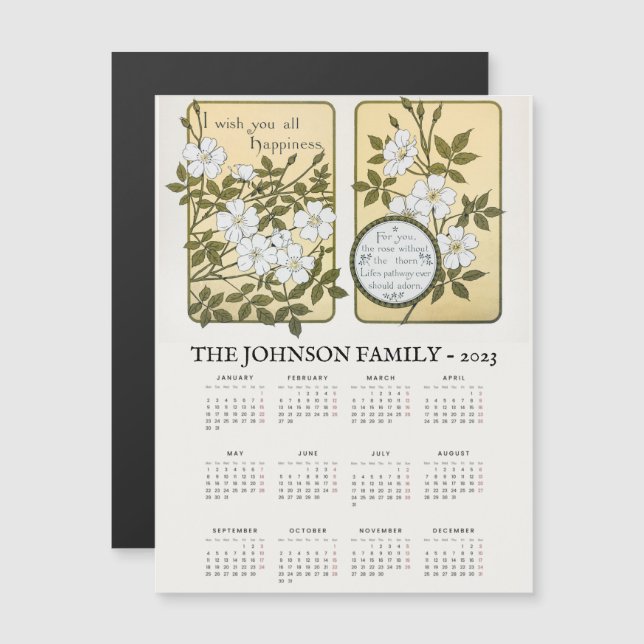 Vintagen neue Jahre Kalender Gruß Magnetkarte (Vorne/Hinten)