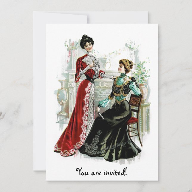 Vintagen Viktorianische Ladys Fashion Einladung (Vorderseite)