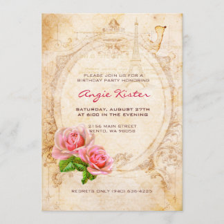 Vintagen Viktorianische Rose Einladung zur Geburts