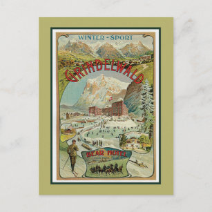 Vintagen Wintersporthotels und -hotels der Schweiz Postkarte