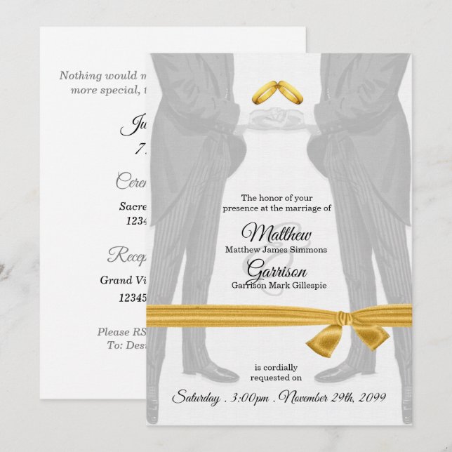 Vintagen zwei Gay Wedding Einladung (Vorne/Hinten)