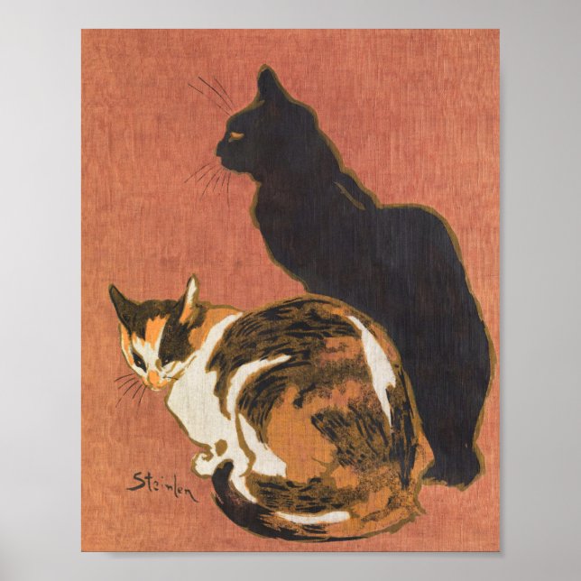 Vintagen zwei Katzen, die Steinlen malen Poster (Vorne)