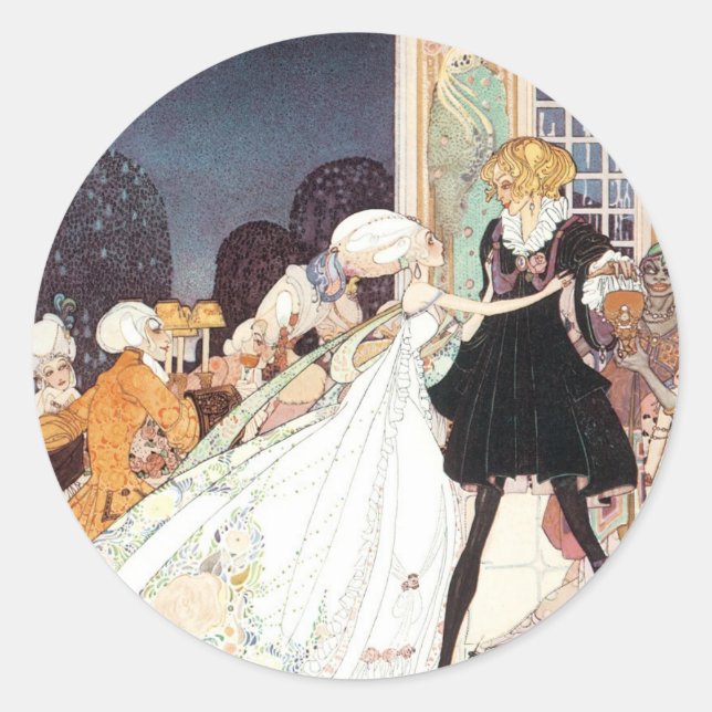 Vintagen Zwölf Tanzprinzessinnen von Kay Nielsen Runder Aufkleber (Vorderseite)