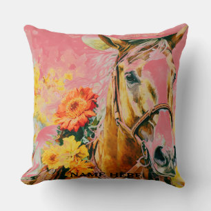 Vintagepferd mit Cowboyhut Kissen