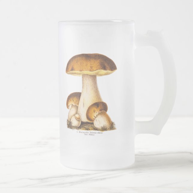 Vintager 1800s Pilz-essbare Pilz-Schablone Mattglas Bierglas (Rechts)