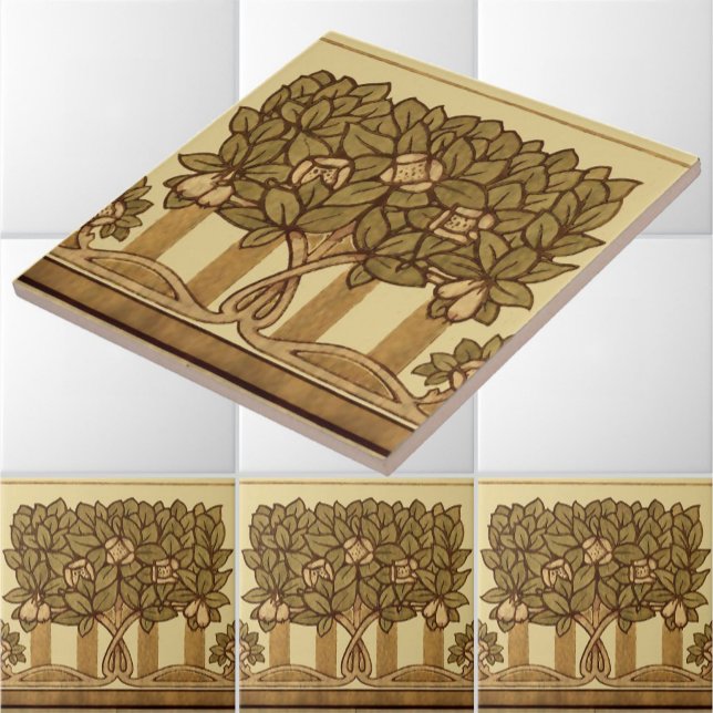 Vintager 1914 Kunsthandwerk und Stilfruchtbaum Fliese (Von Creator hochgeladen)