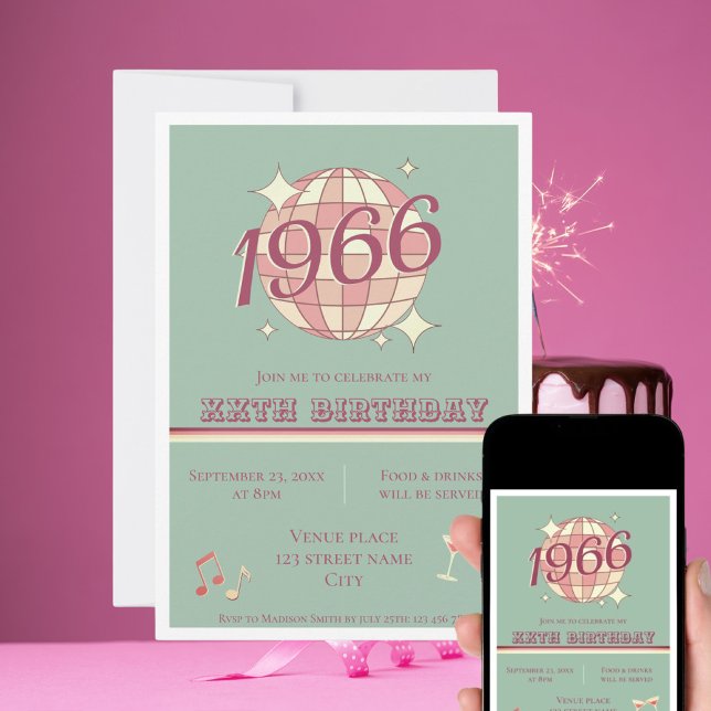 Vintager 1966 60. Geburtstag aquamarin blauer Rest Einladung (Von Creator hochgeladen)