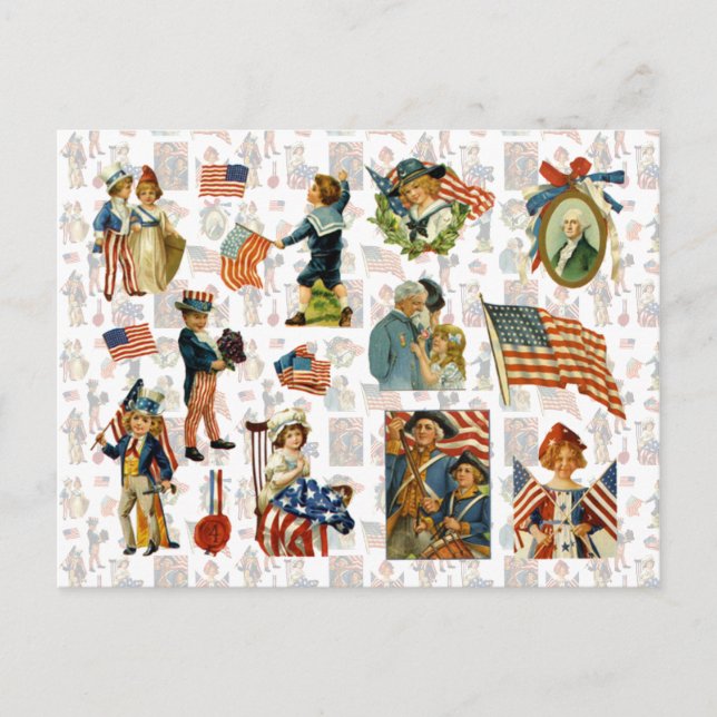 Vintager 4. Juli Feiertagspostkarte (Vorderseite)