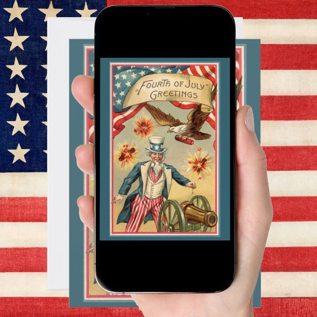 Vintager 4. Juli Feuerwerk mit Uncle Sam Karte (Von Creator hochgeladen)