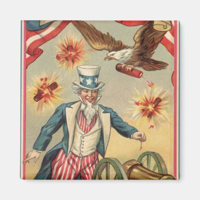 Vintager 4. Juli Feuerwerk mit Uncle Sam Magnet (Vorne)