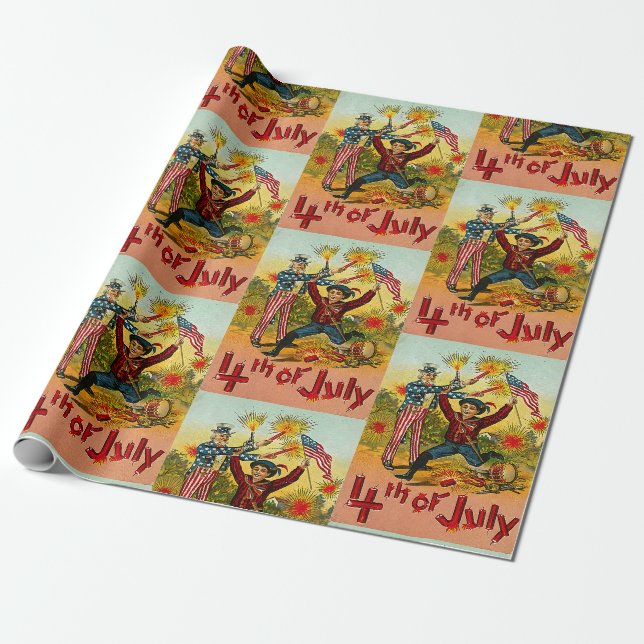 Vintager 4. Juli Geschenkpapier (Ungerollt)